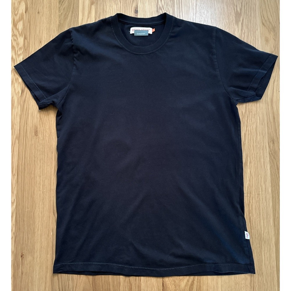 Revolution Evergreen Organic Cotton Crewneck Tee – Black, Mens Sz M, Style 1051